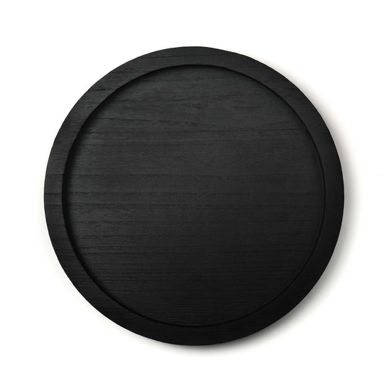 13" Black Wooden Display Tray – Round Wood Tray for Candle, Sand & Decor, Pack of 10