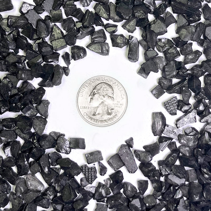 black crushed glass stone vase filler coin