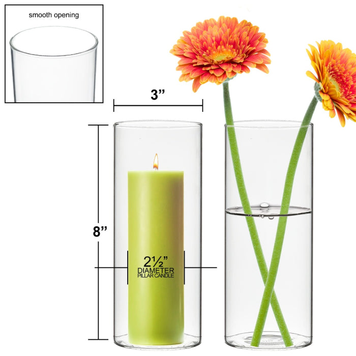 48 PCS Clear Glass Cylinder Bud Vase H-8" D-3"