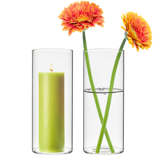 48 PCS Clear Glass Cylinder Bud Vase D-3" H-8"