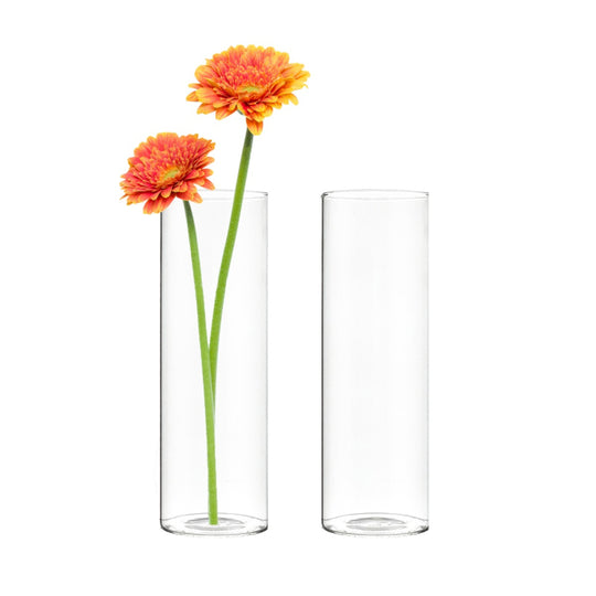 24 PCS Clear Glass Cylinder Bud Vase H-10" D-3"