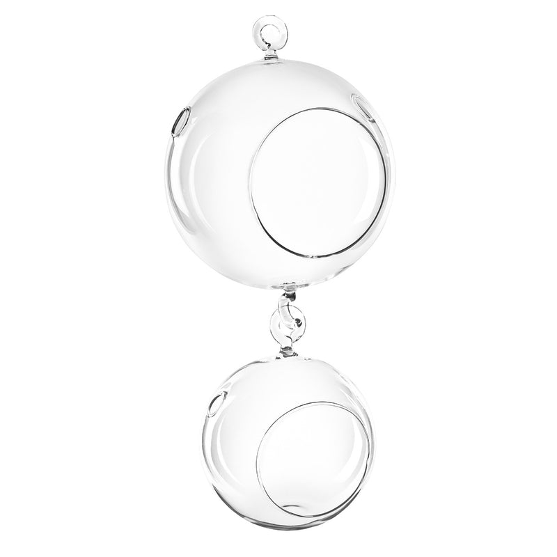 24 PCS Double Hooks Clear Glass Hanging Orbs D-5" H-6"