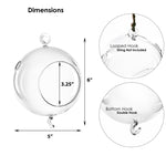 24 PCS Double Hooks Clear Glass Hanging Orbs D-5" H-6"