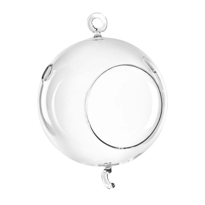 24 PCS Double Hooks Clear Glass Hanging Orbs D-5" H-6"