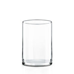 Clear glass tumbler on a white background