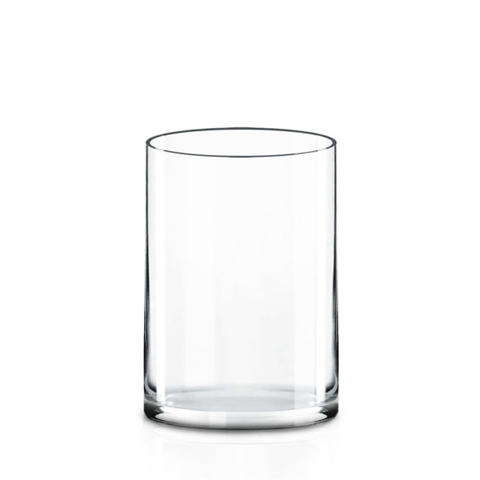 Clear glass tumbler on a white background