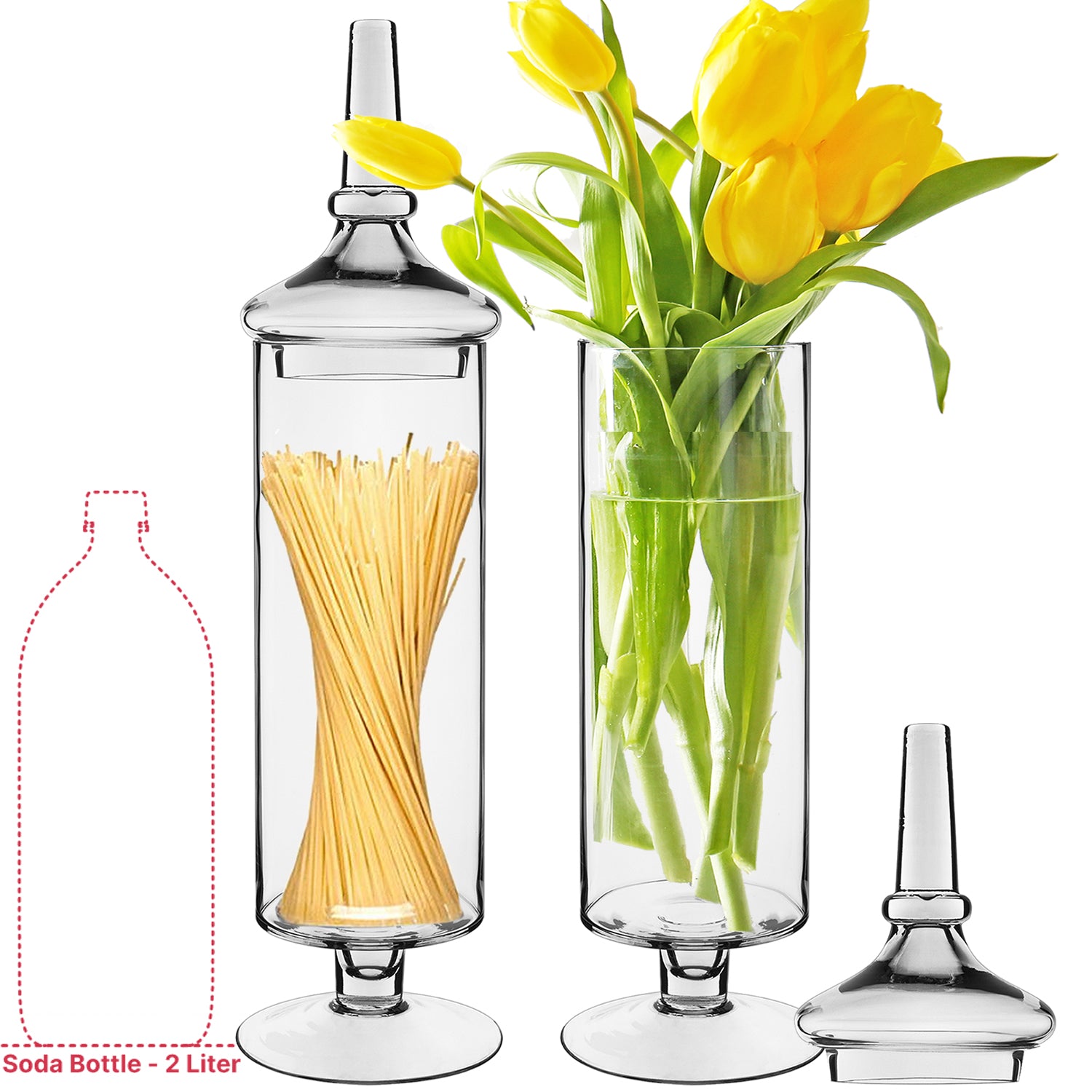 5 Pieces Clear Glass Apothecary Jars Glass Candy Jar with Lids