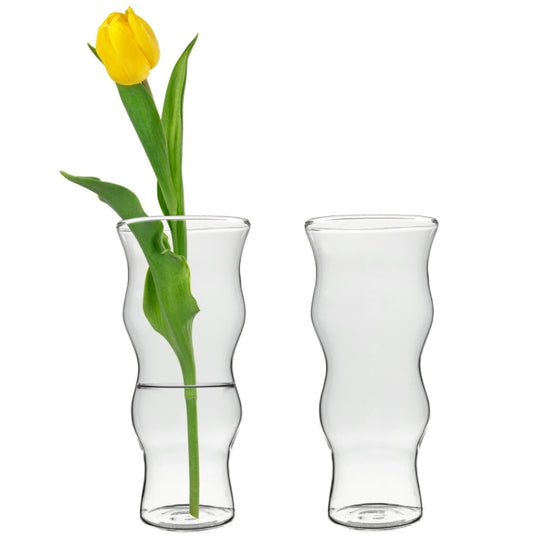 72 PCS Clear Glass Wave Bud Vase H-5.5" W-2.5" Opening-2.5"
