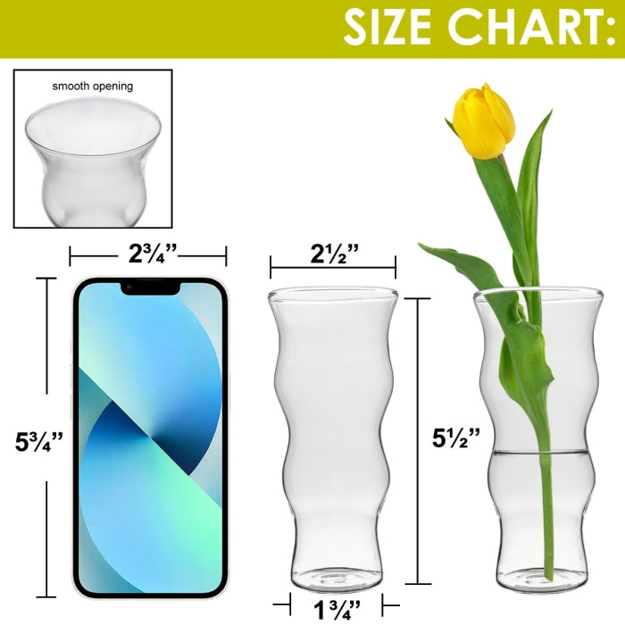 72 PCS Clear Glass Wave Bud Vase H-5.5" W-2.5" Opening-2.5"