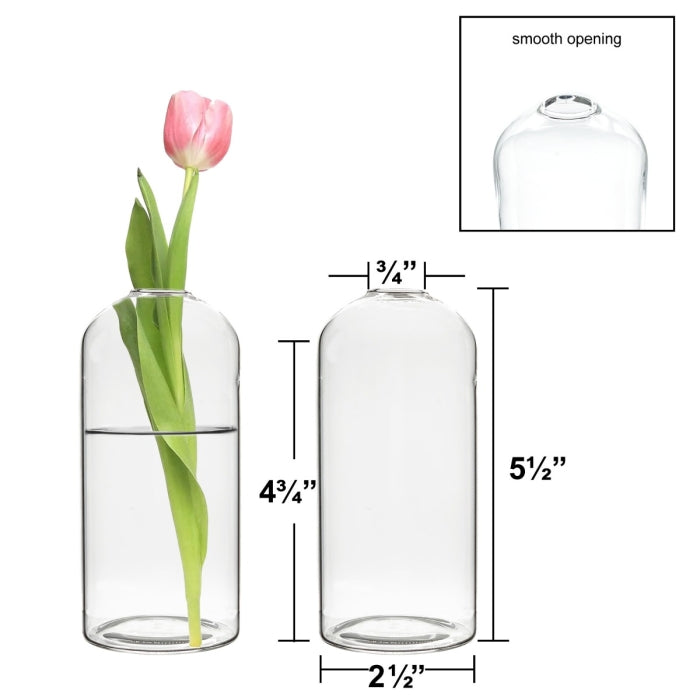 72 PCS Clear Glass Bullet Bud Vase H-5.5" W-2.5" Opening-0.75"
