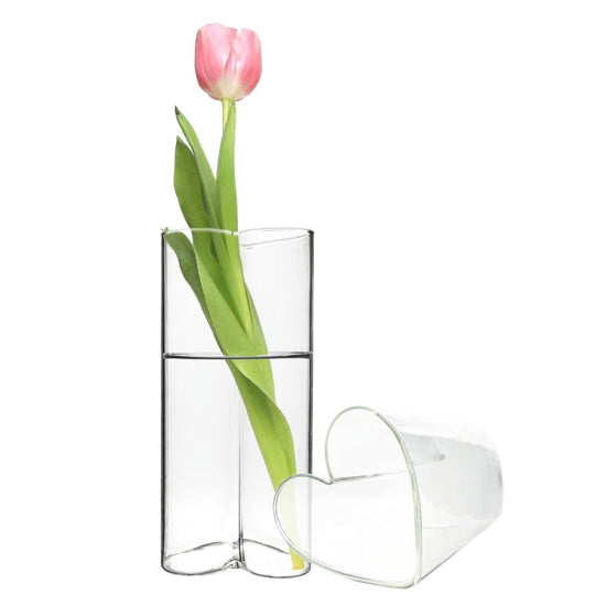 72 PCS Clear Glass Heart-Shaped Bud Vase H-5.5" W-2.5" Opening-2.5"