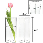 72 PCS Clear Glass Heart-Shaped Bud Vase H-5.5" W-2.5" Opening-2.5"