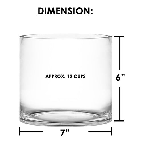 4 PCS Clear Glass Cylinder Vase D-7" H-6" (Available in 20 & 108 PCS)