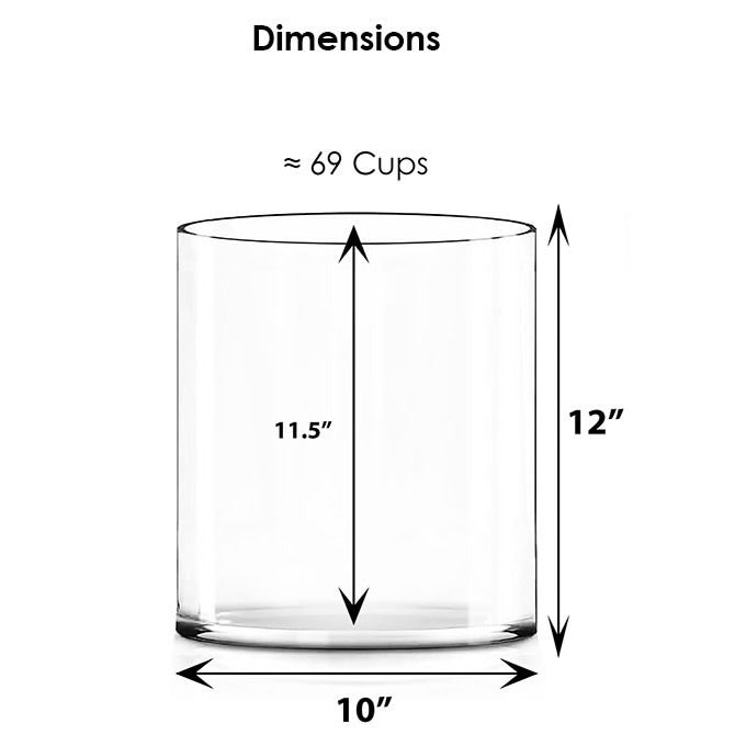 20 PCS Clear Glass Cylinder Vase D-10" H-12" (Available in 60 & 200 PCS)
