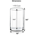 20 PCS Clear Glass Cylinder Vase D-10" H-16" (Available in 60 & 200 PCS)