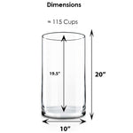 20 PCS Clear Glass Cylinder Vase D-10" H-20" (Available in 60 & 200 PCS)