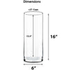 20 PCS Clear Glass Cylinder Vase D-6" H-16" (Available in 60 & 200 PCS)