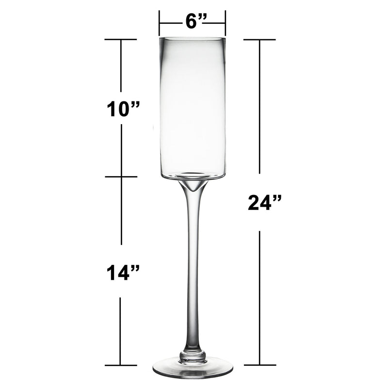 Pack of 4 PCS Clear Glass Contemporary Candle Holder D-6" H-24"