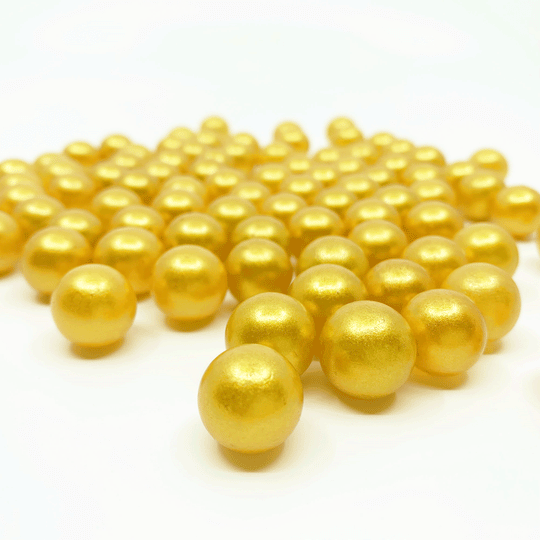 Pack of 40 LBS Gold Glass Vase Filler Round Marble D-0.6"