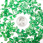 green crushed glass stone vase filler coin