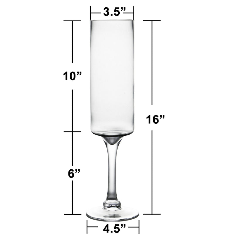 6 PCS Clear Glass Contemporary Candle Holder D-3.5" H-16"