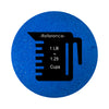
Royal Blue colored sand arranged in a circular shape on a white background colored sand in a circular shape with a measuring cup showing quantity, all placed on a white background.