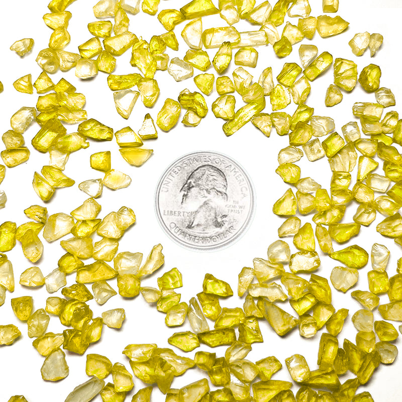 yellow crushed glass stone vase filler coin