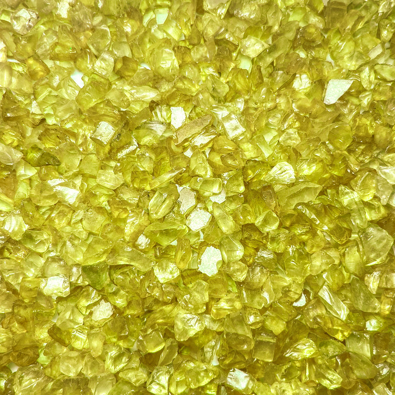 yellow crushed glass stone vase filler