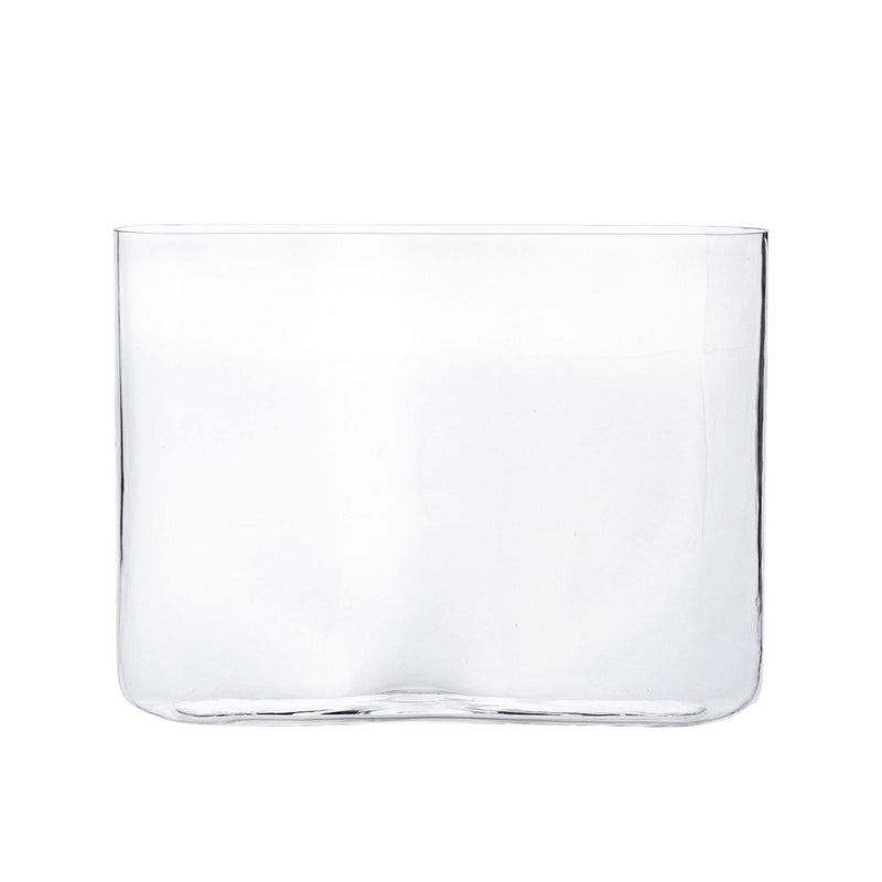 Clear Glass Rounded Rectangle Vase O-16"X3" H-12" - Pack of 4 PCS - Modern Vase and Gift