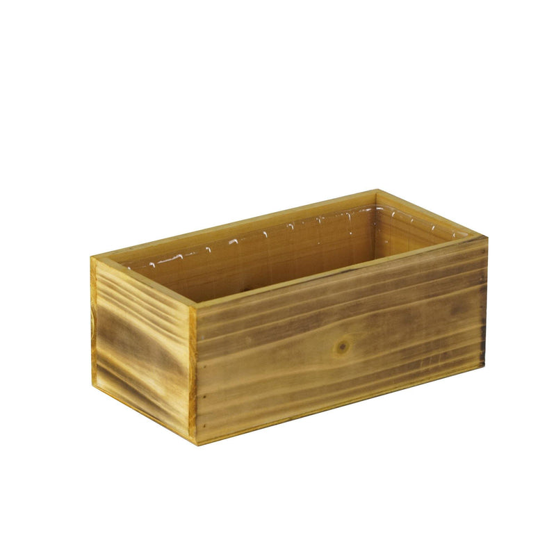 Unfinished Wooden Rectangle Plant Box with Plastic Liner O-10"X5" H-4" - Pack of 10 PCS - Modern Vase and Gift