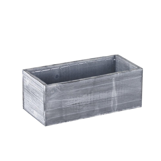 12 PCS White Wooden Rectangle Plant Box with Plastic Liner O-10"X5" H-4"