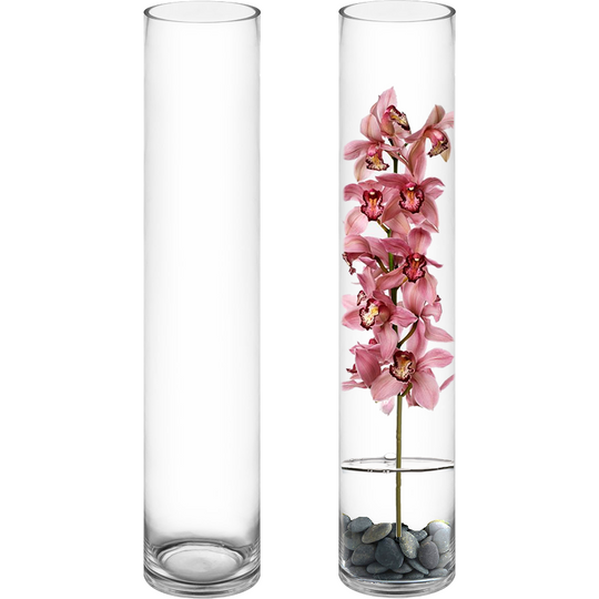 4 PCS Clear Glass Cylinder Vase D-5" H-28"