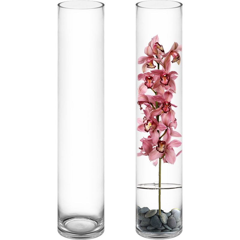 Clear Glass Cylinder Vase D-5" H-28" - Pack of 4 PCS - Modern Vase and Gift
