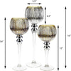 Mercury Gold Glass Wavey Candle Holder O-4" Set of 3 Height - Pack of 3 SETS - Modern Vase and Gift