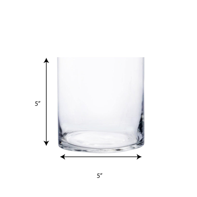 Clear Glass Cylinder Vase D-5" H-5" - Pack of 12 PCS - Modern Vase and Gift