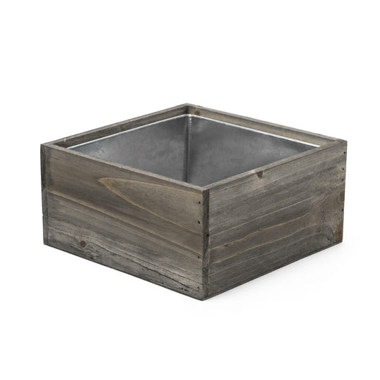 Pack of 12 PCS Dark Gray Wooden Square Plant Box with Zinc Metal Liner O-5" H-20"