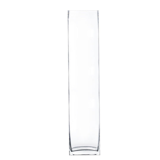 Pack of 12 PCS Clear Glass Square Vase O-4.75" H-24"