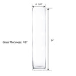 Clear Glass Square Vase O-4.75" H-24" - Pack of 6 PCS - Modern Vase and Gift