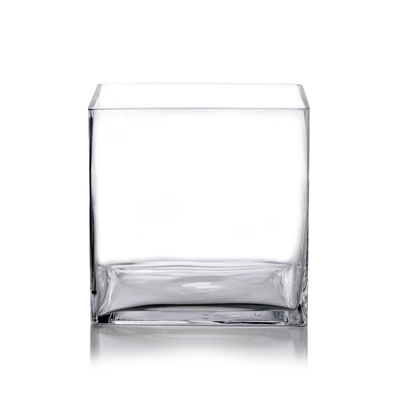 Clear Glass Cube Vase Sides-8" - Pack of 4 PCS - Modern Vase and Gift