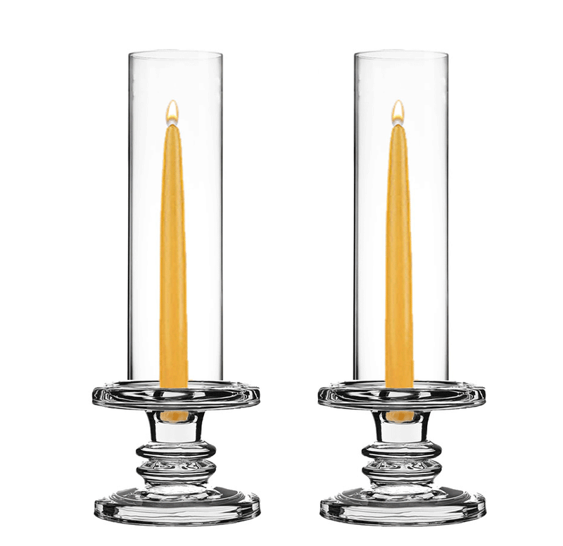 Pack of 12 Sets Clear Glass Candle Holder & Top Fitment Tubes Combo Holder H-3.25" D-4.5", Tube H-10" D-3"