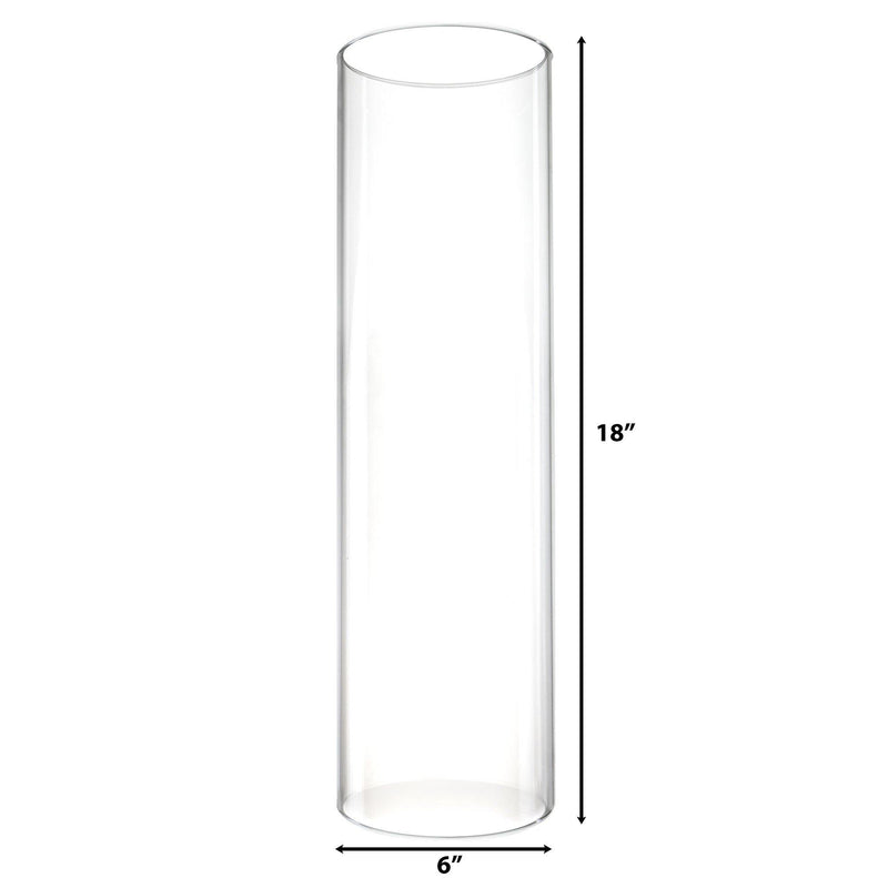 Clear Glass Open Ended Hurricane Tube D-6" H-18" - Pack of 8 PCS - Modern Vase and Gift