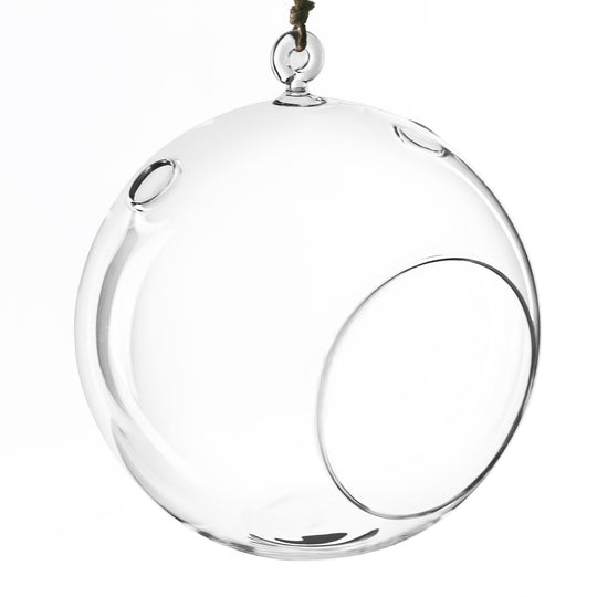 6 PCS Pack of 6 PCS Clear Glass Hanging Orbs D-8" H-9"