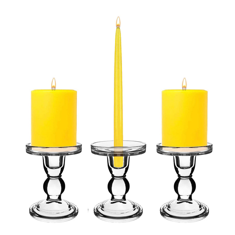 Clear Glass Pillar Candle Holder O-3.25" H-4.5" - Pack of 24 PCS - Modern Vase and Gift