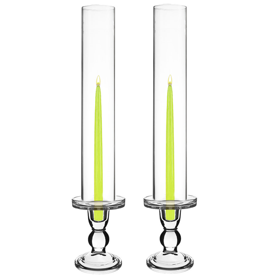 Pack of 12 Sets Clear Glass Candle Holder & Top Fitment Tubes Combo Holder H-4.5" D-3.25", Tube H-14" D-2.5"
