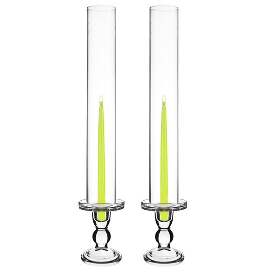 Pack of 12 Sets Clear Glass Candle Holder & Top Fitment Tubes Combo Holder H-4.5" D-3.25", Tube H-18" D-2.5"