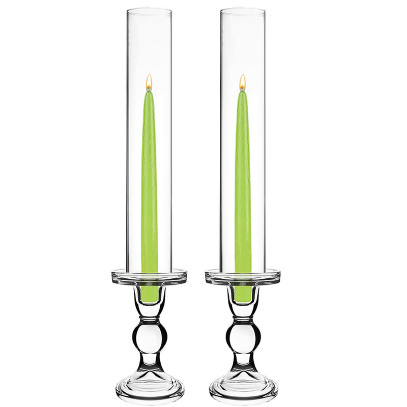 Pack of 12 Sets Clear Glass Candle Holder & Top Fitment Tubes Combo Holder H-5.5" D-3.25", Tube H-14" D-2.5"