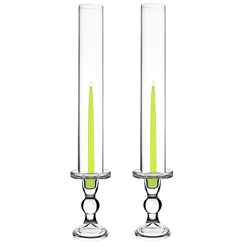Pack of 12 Sets Clear Glass Candle Holder & Top Fitment Tubes Combo Holder H-5.5" D-3.25", Tube H-18" D-2.5"