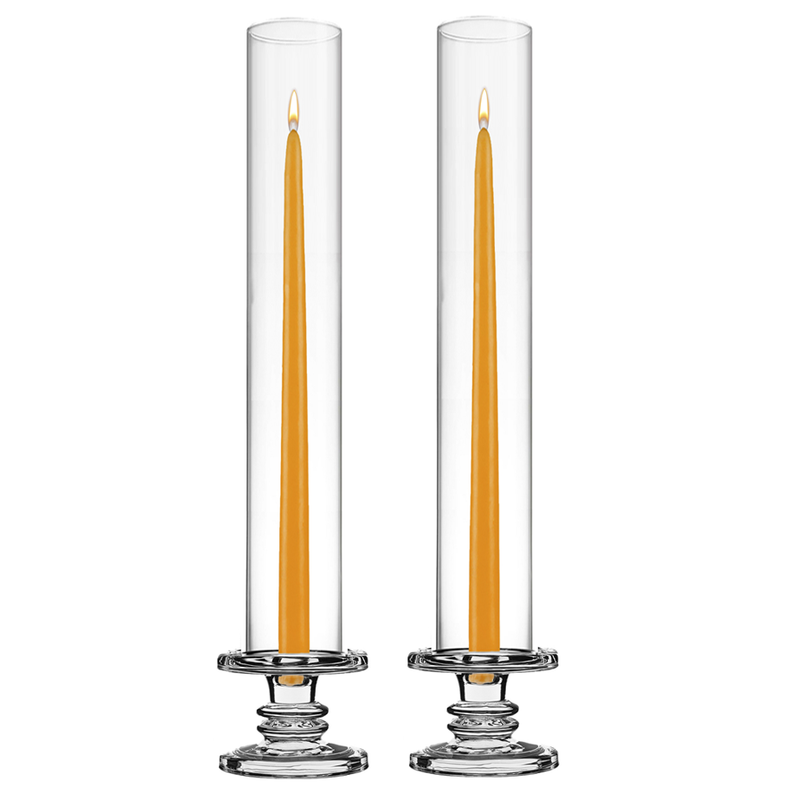 Pack of 12 Sets Clear Glass Candle Holder & Top Fitment Tubes Combo Holder H-3.25" D-4.5", Tube H-18" D-2.5"