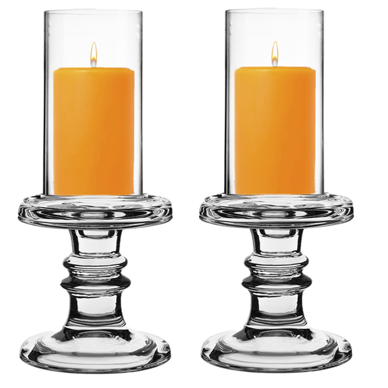 Pack of 12 Sets Clear Glass Candle Holder & Top Fitment Tubes Combo Holder H-4.5" D-4.5", Tube H-6" D-3"
