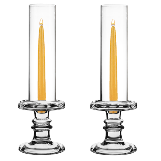 Pack of 12 Sets Clear Glass Candle Holder & Top Fitment Tubes Combo Holder H-4.5" D-4.5", Tube H-10" D-3"